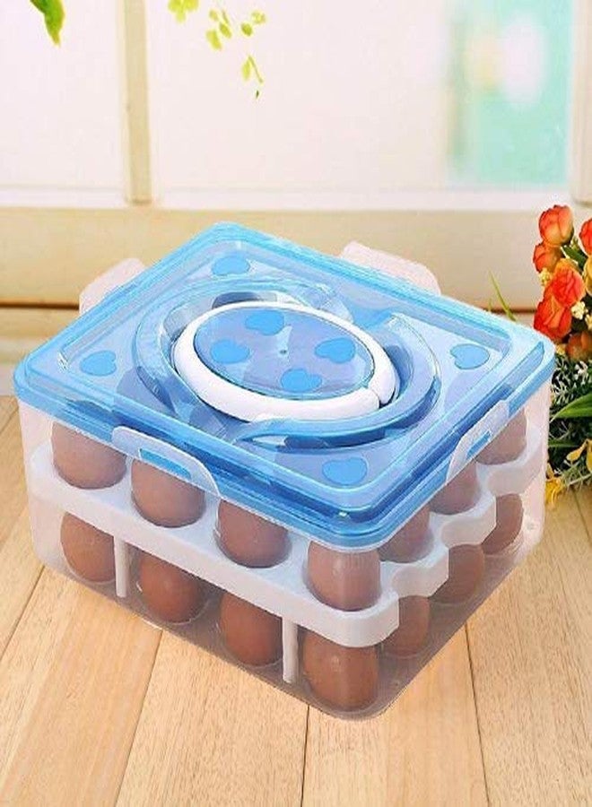 SEASPIRIT Double Layer Refrigerator 32 Eggs Storage Box Airtight Egg Tray Basket (Multi Color) - Image 2